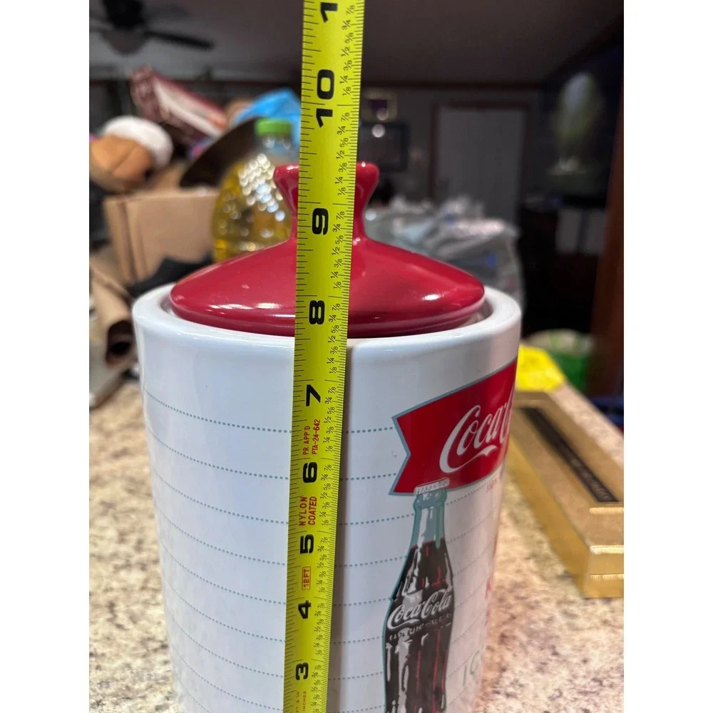 Coca-Cola Gibson Ceramic Canister Red White Big King Size Retro Jar 9.5in